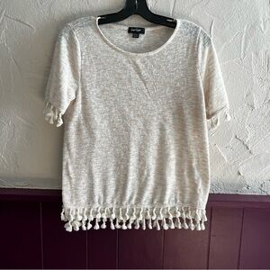 LORD & Taylor Short Sleeve Top With Tassels Size Medium